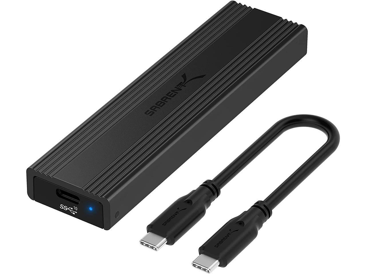 SABRENT USB 3.2 Type-C Tool-Free Enclosure for M.2 PCIe NVMe and SATA SSDs (EC-S