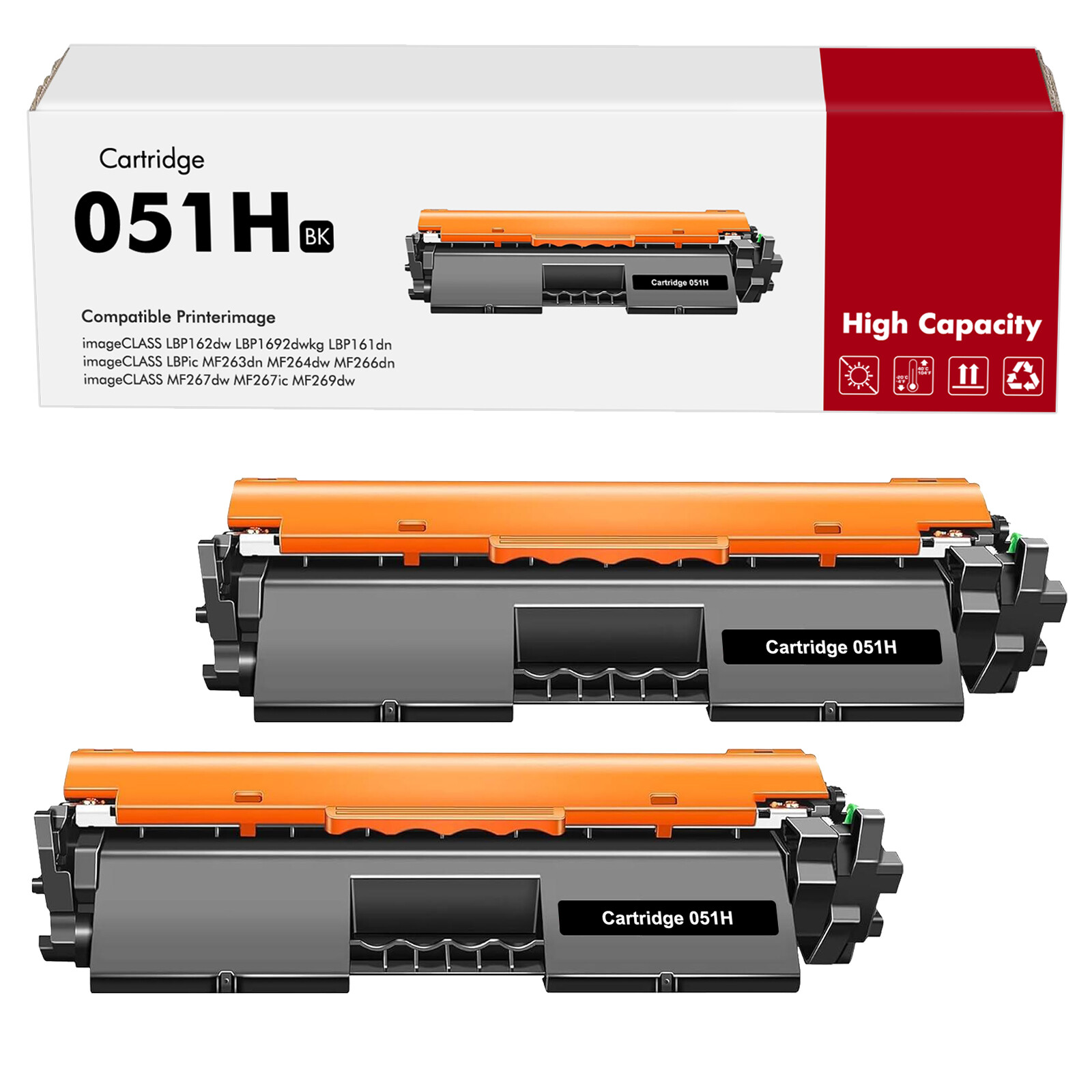 2 PK Compatible Toner Compatible for Canon 051H LBP162dw MF264dw MF267dw MF269dw
