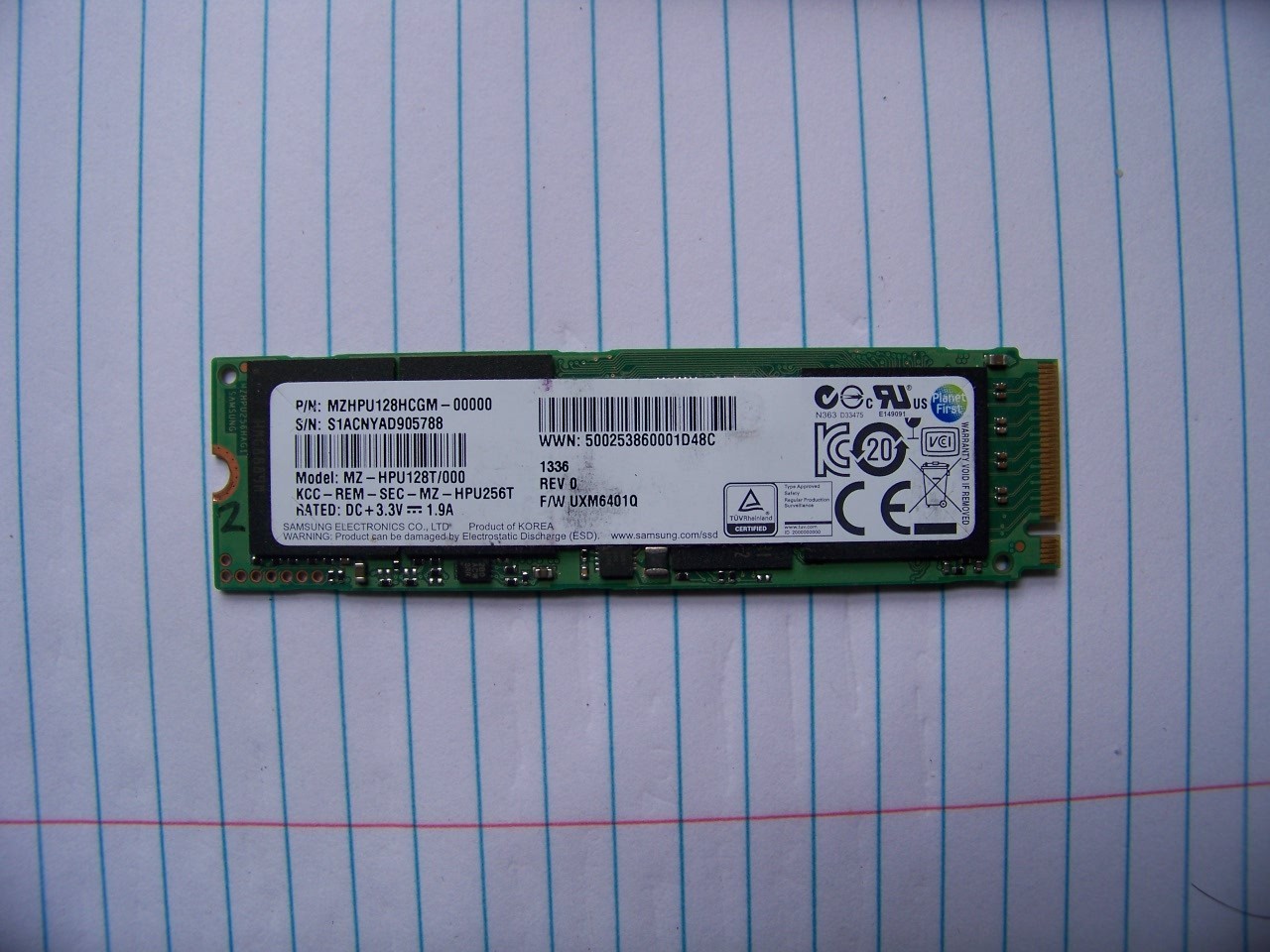 Samsung MZ-HPU 128 HCGM, known as XP941 Gen 2 AHCI-NVME #2   m2.2280