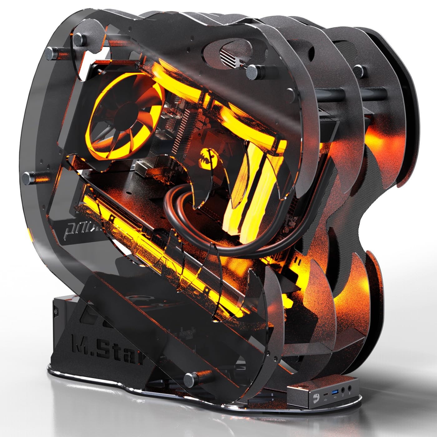 MegaPC Upgraded Open-Frame Mid-Tower Micro-ATX/Mini-ITX Gaming PC Case, Tempered
