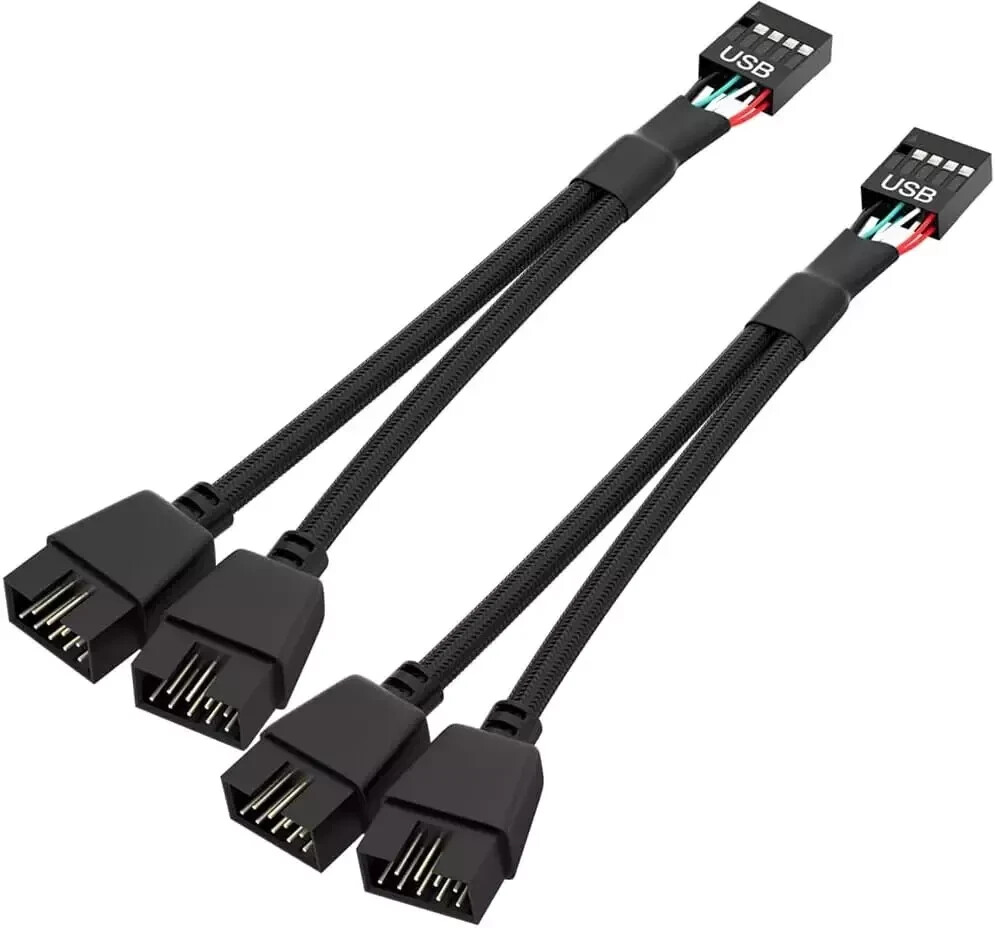 Owltree 2 Pack Motherboard 9 Pin USB 2.0 to Dual 9 Pin Extension Splitter