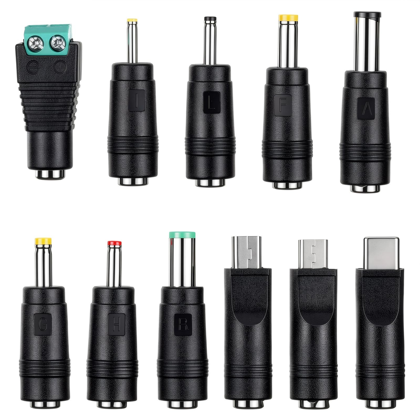 Universal 11 Pcs DC Connectors Plug, Power Adapter 5.5 mm x 2.1 mm Female Bas...