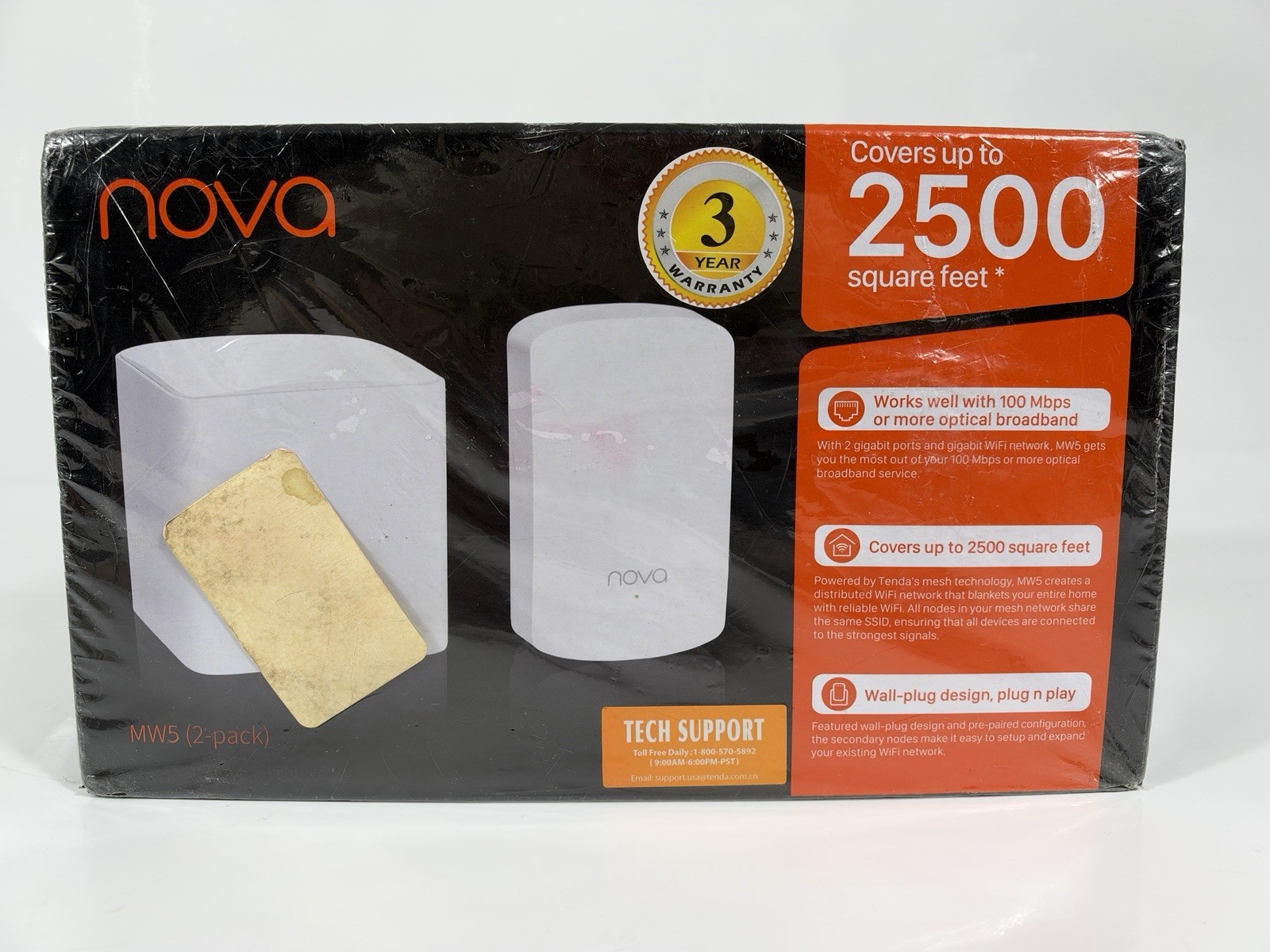 Tenda Nova MW5 2PK Mesh WiFi System Gigabit Wiress WiFi Router Up to 2500 sq.ft.