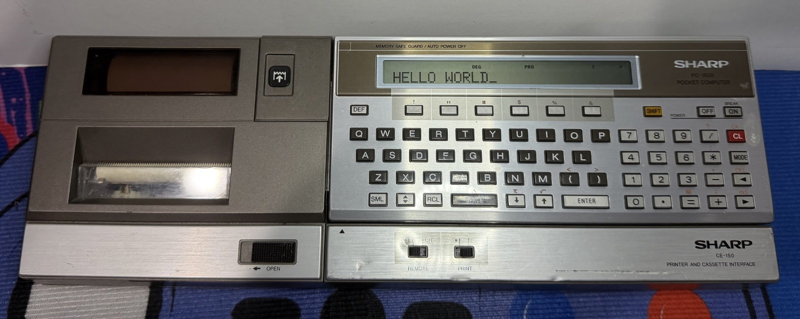 Sharp PC-1500 Pocket Computer w/ CE-150 Printer/Cassette Interface CE-159 8kb