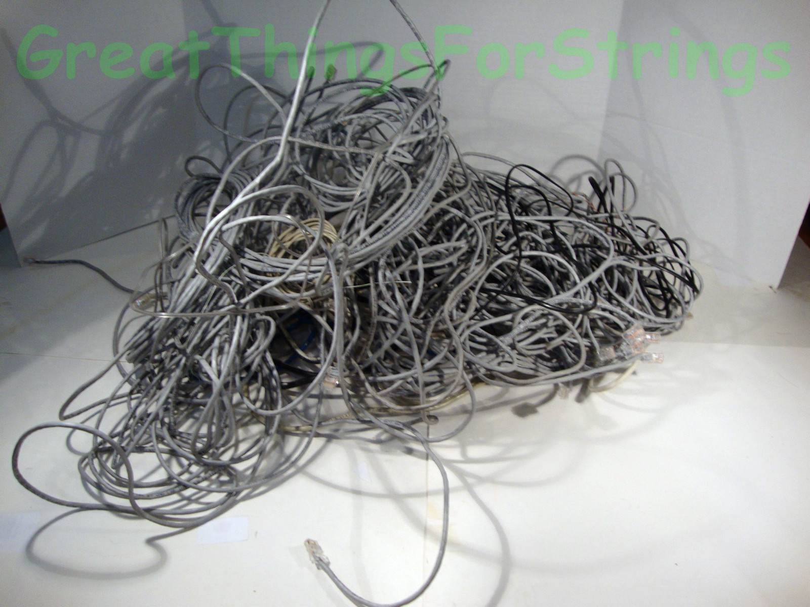 A 17" x 12" x 7" Box of Cat 5 Coaxial Telephone Cable Modem Cables Full Box 40