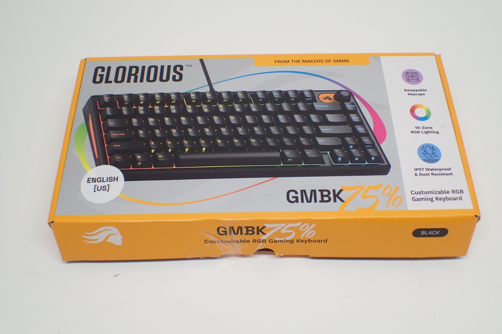 Glorious GMBK 75% Wired Gaming Keyboard With Swappable Keycaps