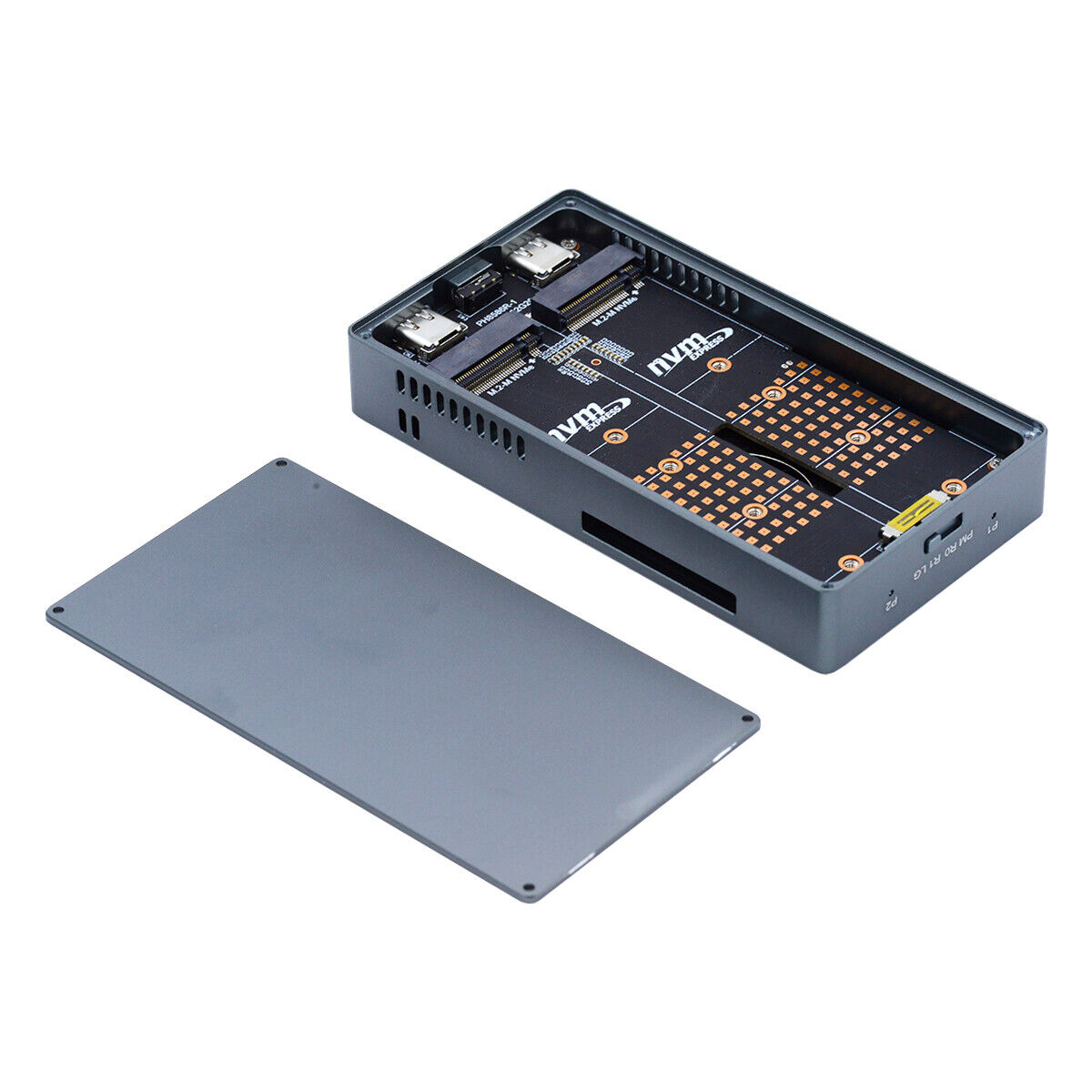 Dual NVME M.2 M-Key to USB-C Type-C Raid0 Raid1 JBOD Big Enclosure with  Adapter