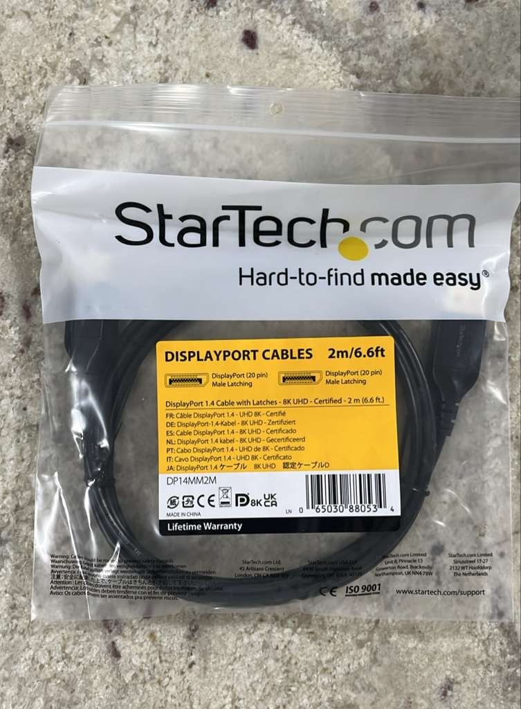 STARTECH DP14VMM2M VESA CERTIFIED DISPLAY PORT 1.4 Cable 2m 6.6ft NEW