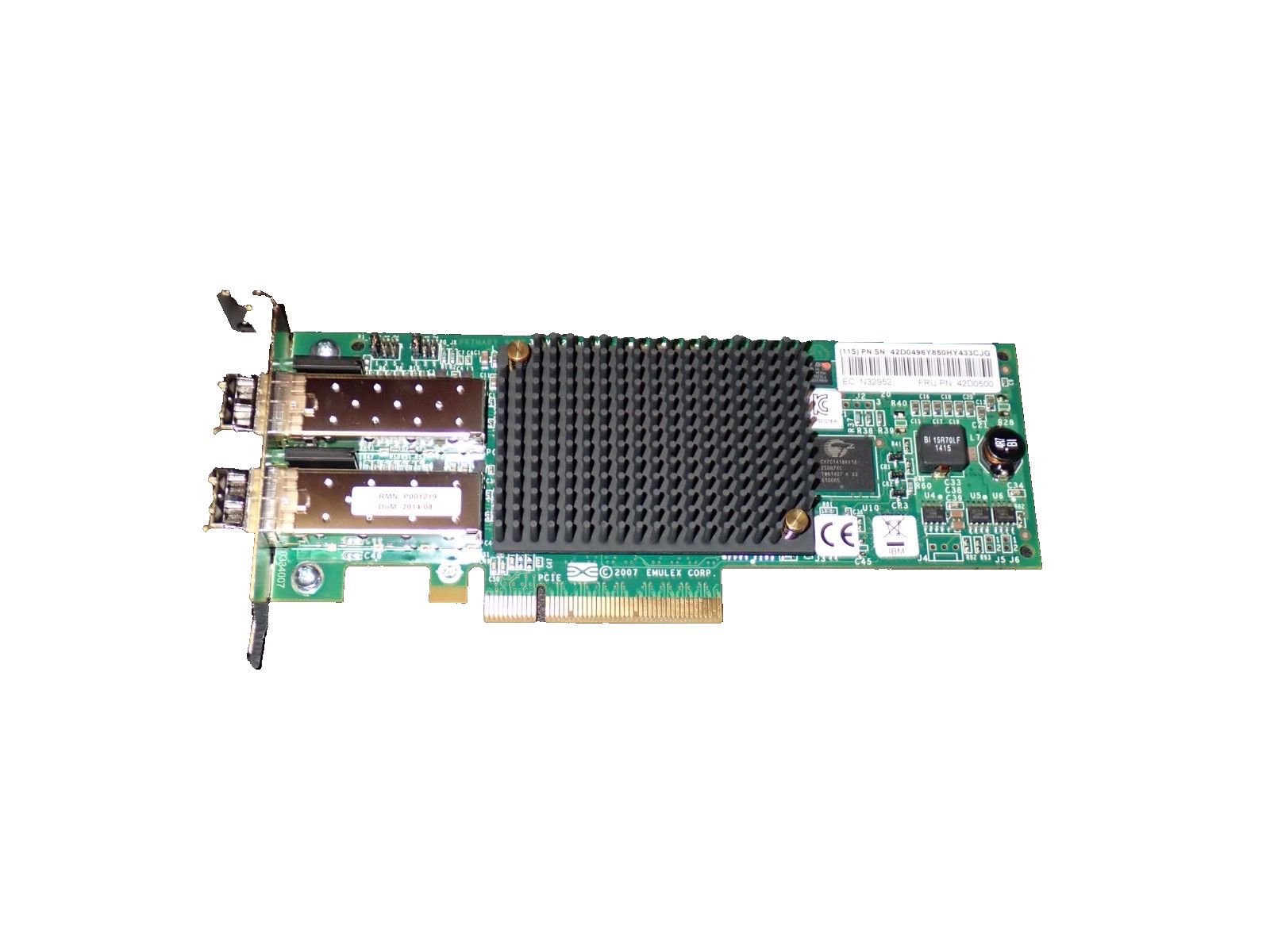 Lot of 10 Emulex 42D0500 LPE12002 8GB PCI-E Dual Channel + 2 Finisar SFP Card