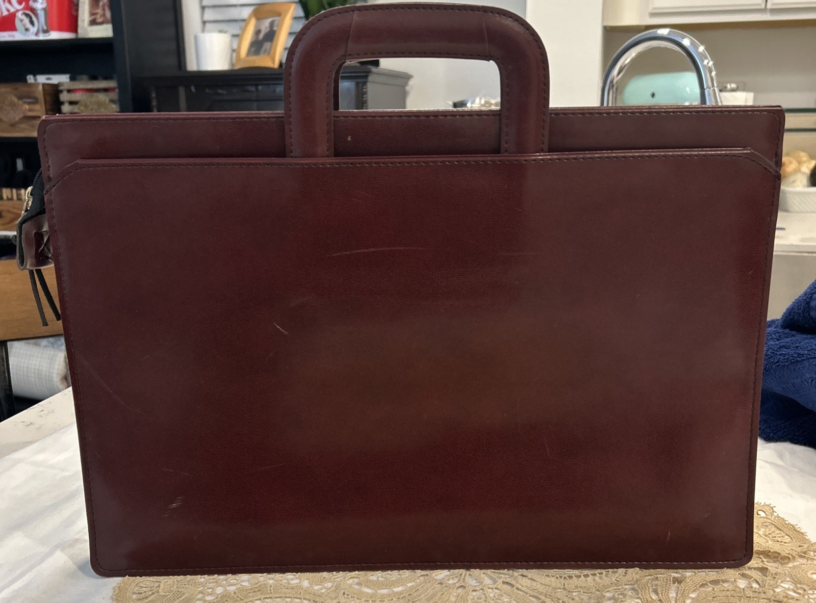 Classic 1980 Error Slimline Portfolio Briefcase Deep Burgundy Minimalist Design