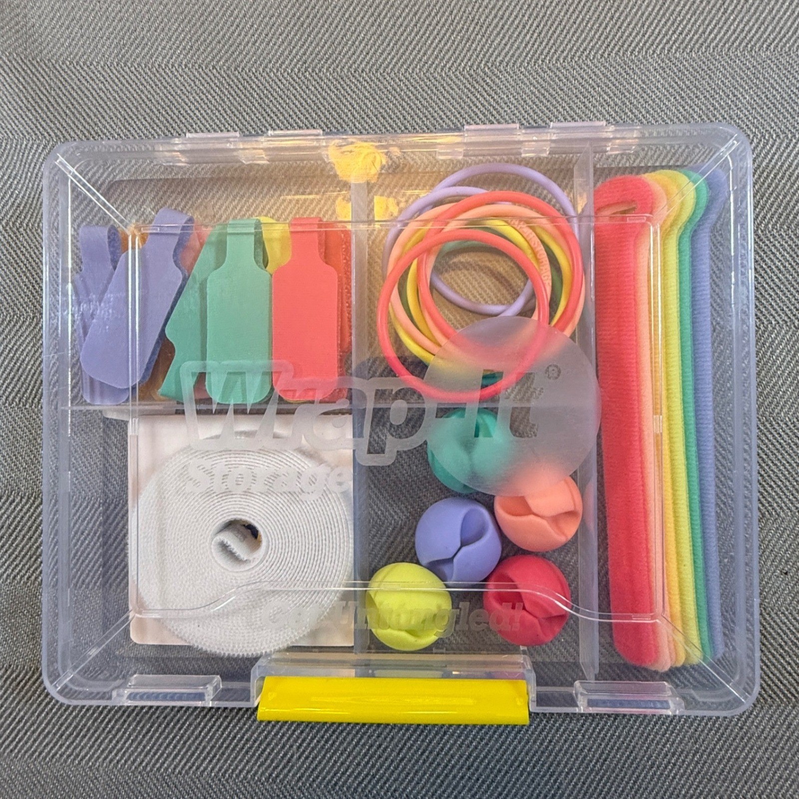 Wrap-It Storage Cord Management Kit Rainbow Cable Ties & Organizer Case NEW 400