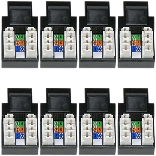 8x CAT3 RJ11 RJ12 Telephone Phone Line Keystone Jack 110 Punch Down 6P6C Black