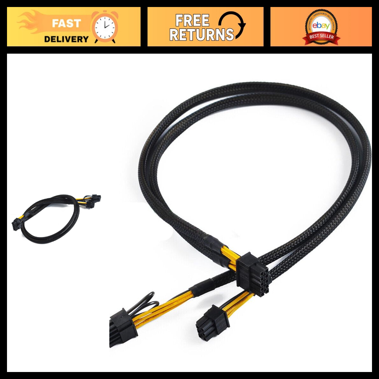 10-Pin to Dual 8-Pin (6+2) GPU Power Supply Adapter Cable, 50CM for HP Servers