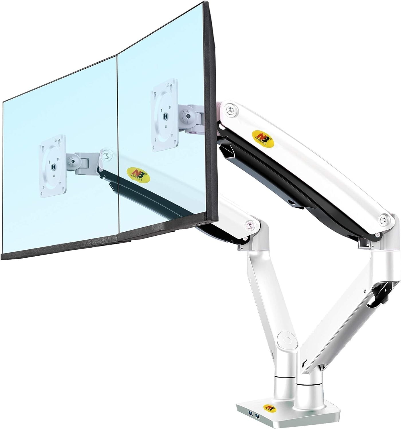 Dual Monitor Desk Mount Stand Full Motion Swivel Arm Fits 2 x 32" Monitors
