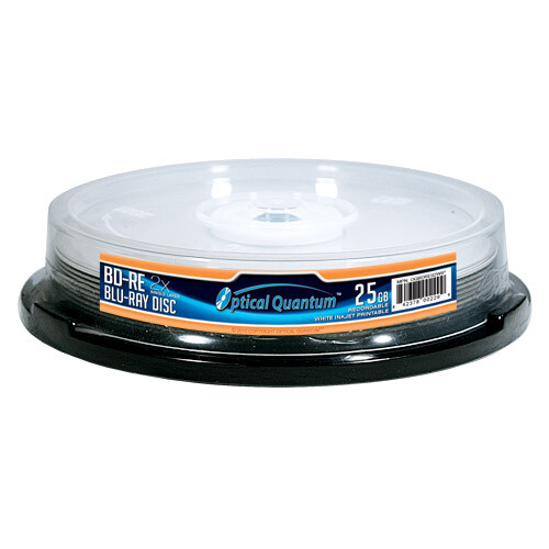 10 Optical Quantum 2x 25GB Blu-ray BD-RE Rewritable White Inkjet OQBDRE02WIP-10