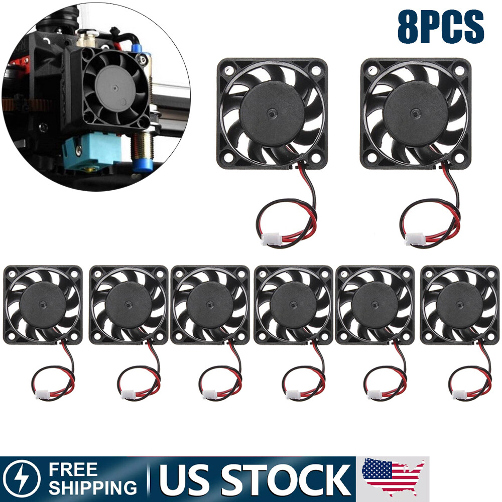 8pc 12V Mini Silent Cooling Computer Fan - Small 40mm x 10mm DC Brushless 2-pin