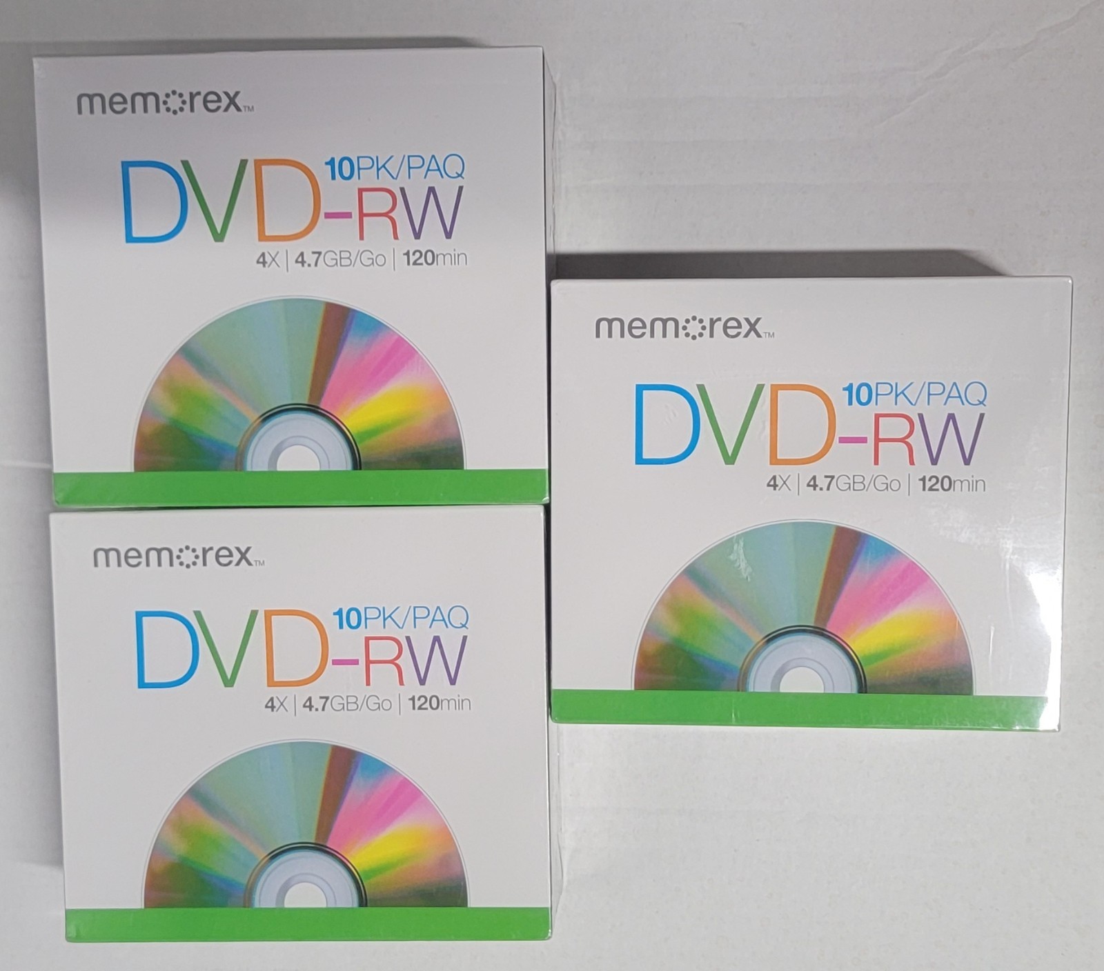 Lot of 3 10-pack Memorex 05512 DVD Rewritable Media - DVD-RW - 4x - 4.70 GB