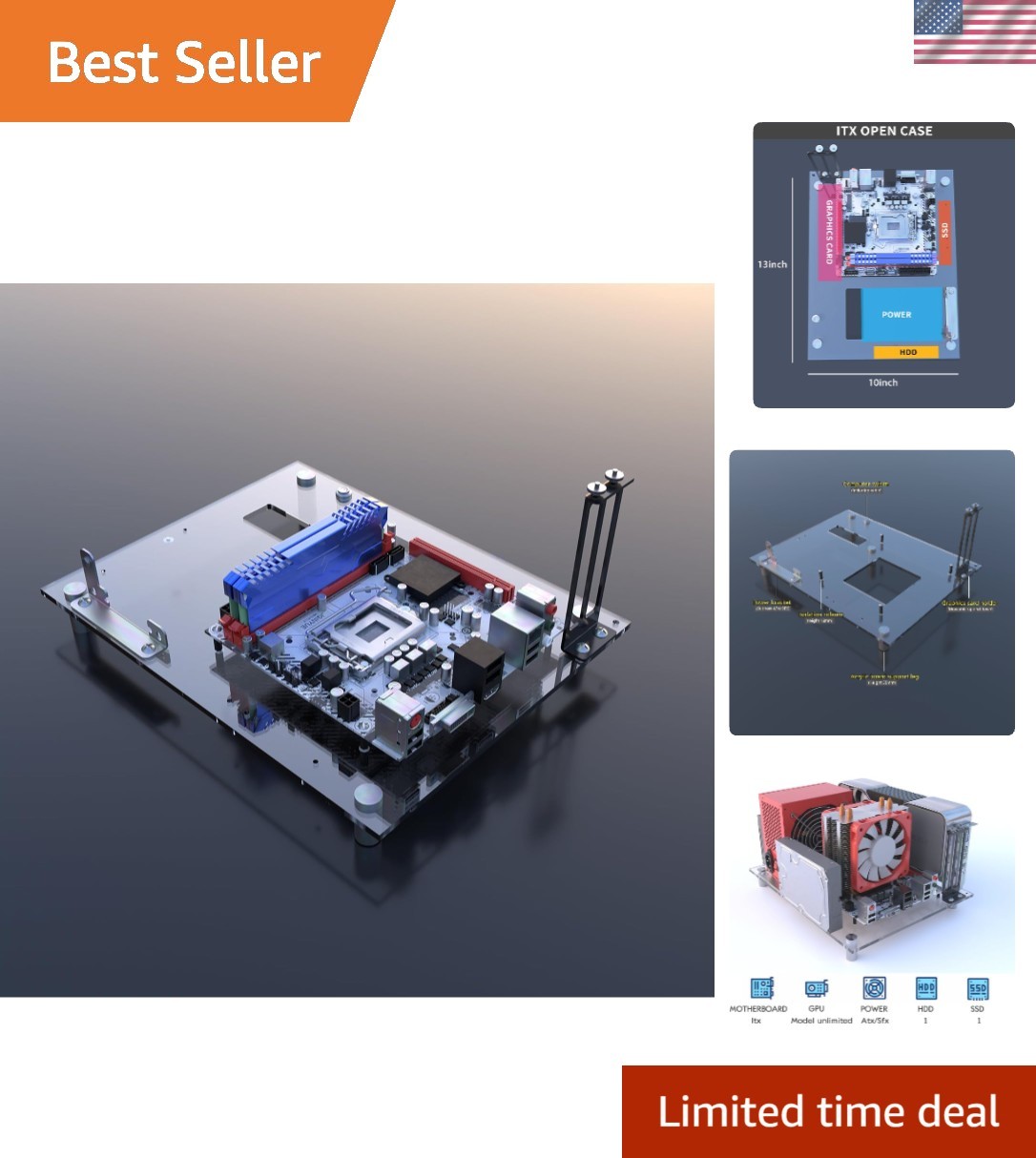 DIY Acrylic Open Frame PC Case for ITX Motherboards – Gaming &  Bench Rack fo...