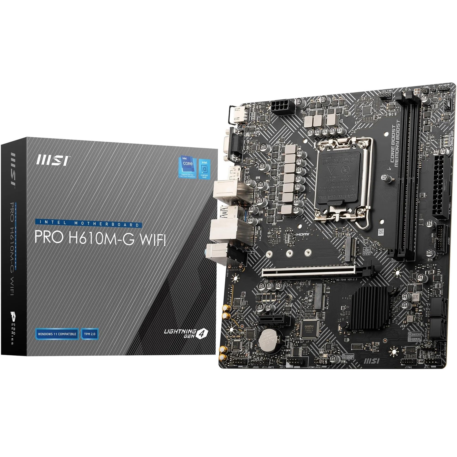 MSI Pro H610M-G WIFI Micro-ATX Motherboard Intel H610 PCIe 5600 MHz LGA 1700