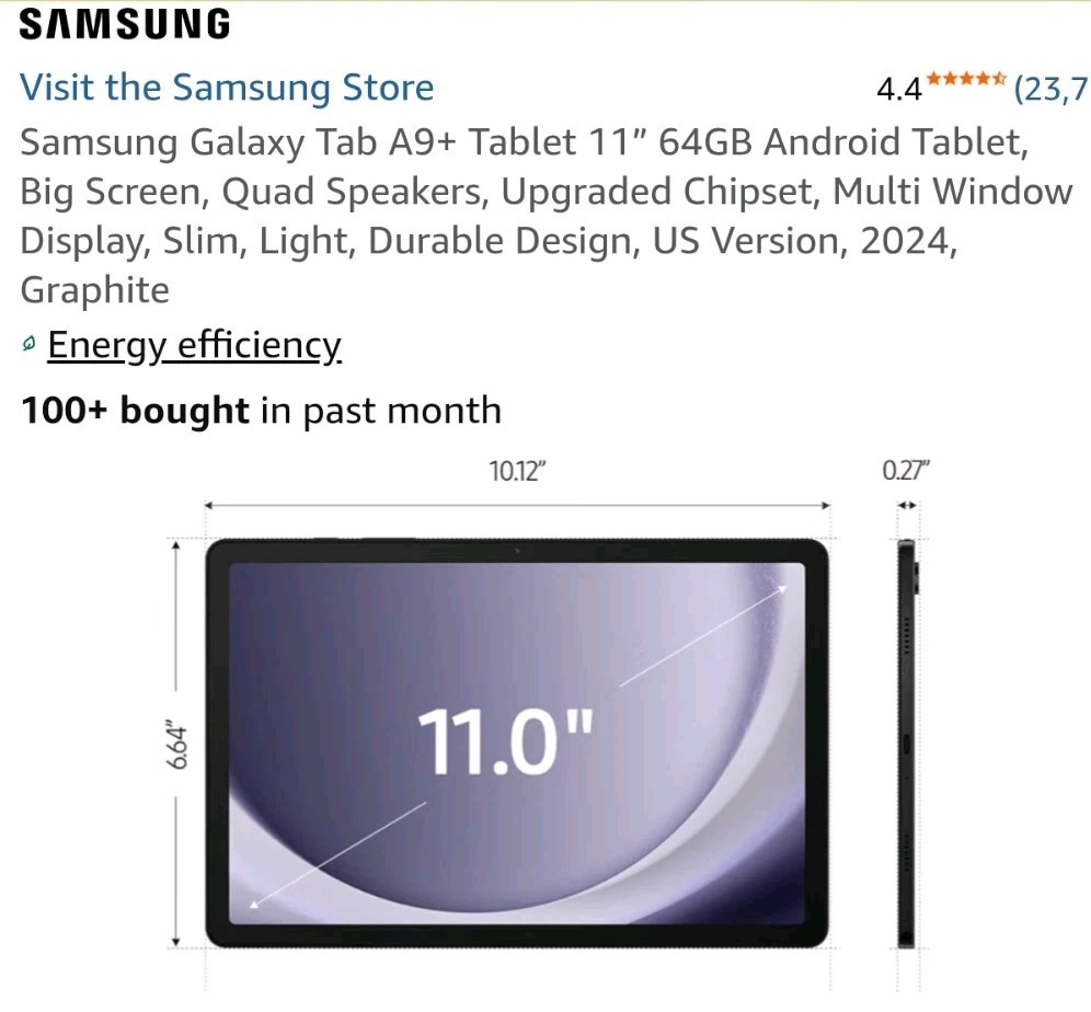Samsung Galaxy Tab A9+ SM-X210 64 GB, Wi-Fi, 11 in - Graphite, In Original Box
