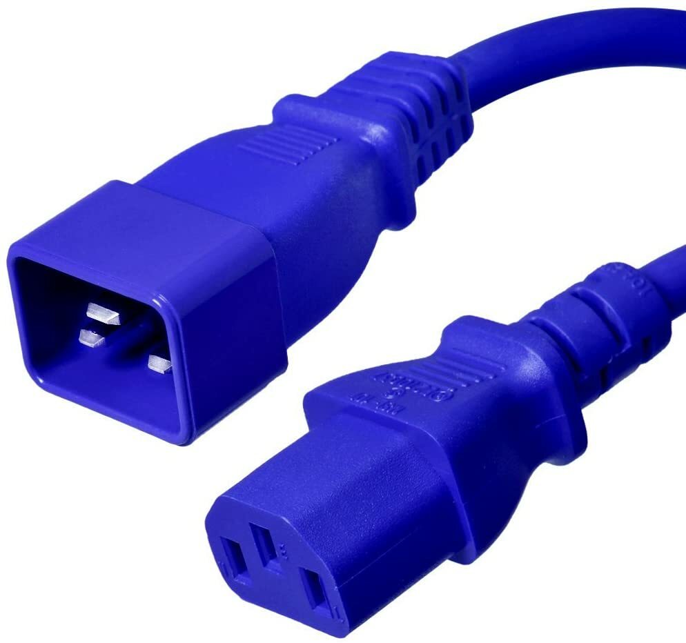 15 PACK LOT 2ft IEC C20 - C13 Blue Power Cord 14AWG 15A/1875W 100-250V 0.6M