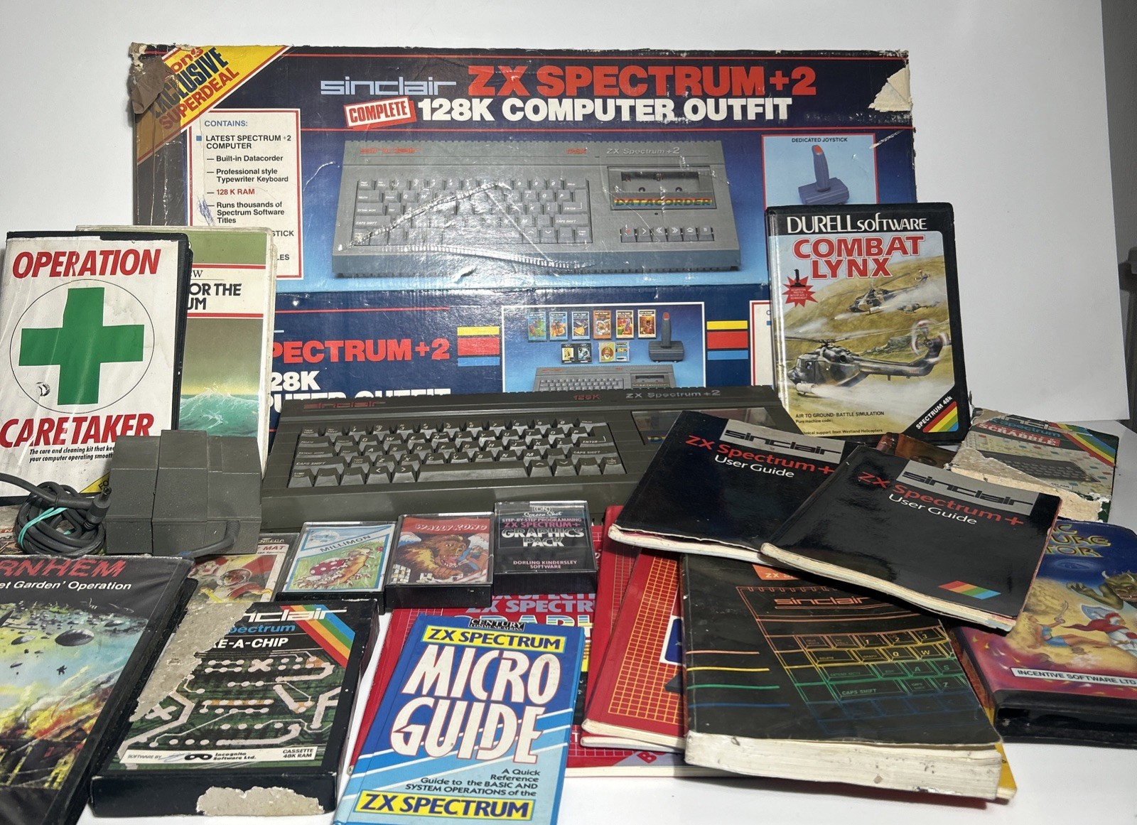 Retro Sinclair ZX Spectrum 128k Plus 2 Computer Outfit HUGE BUNDLE WORKING