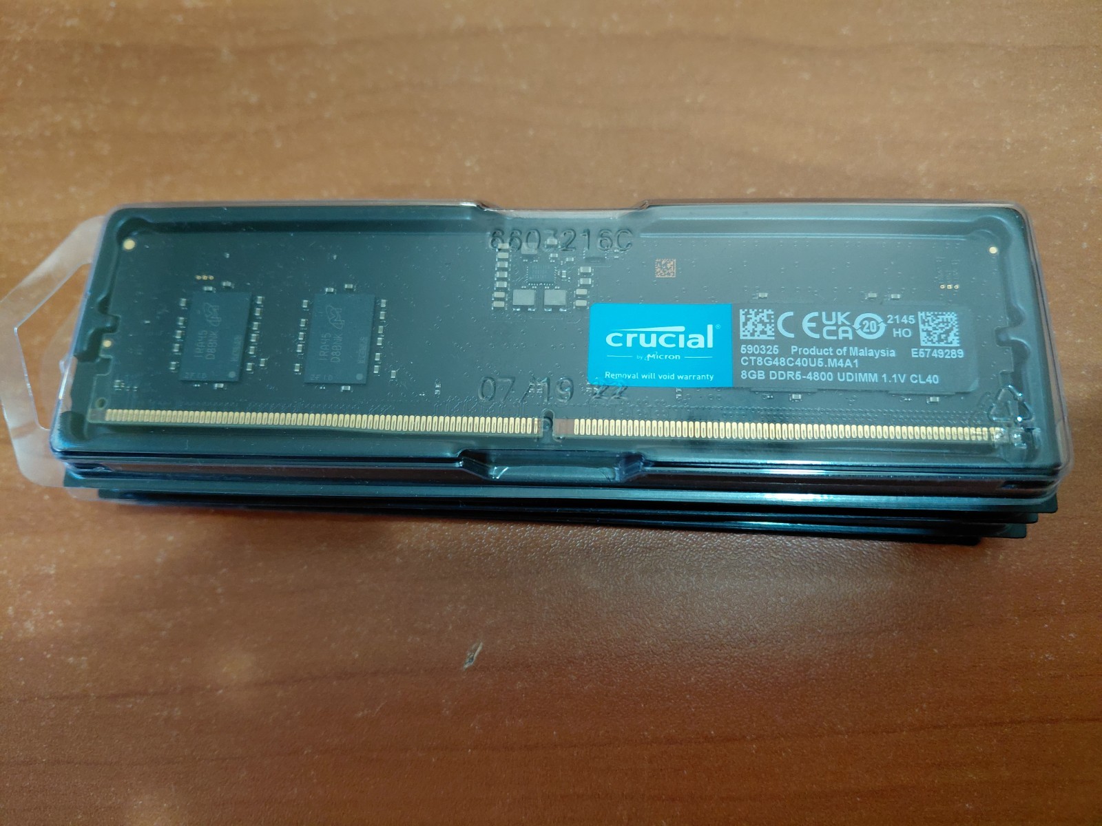 1x8GB Crucial Micron DDR5-4800 RAM Memory Desktop UDIMM (CT8G48C40U5)
