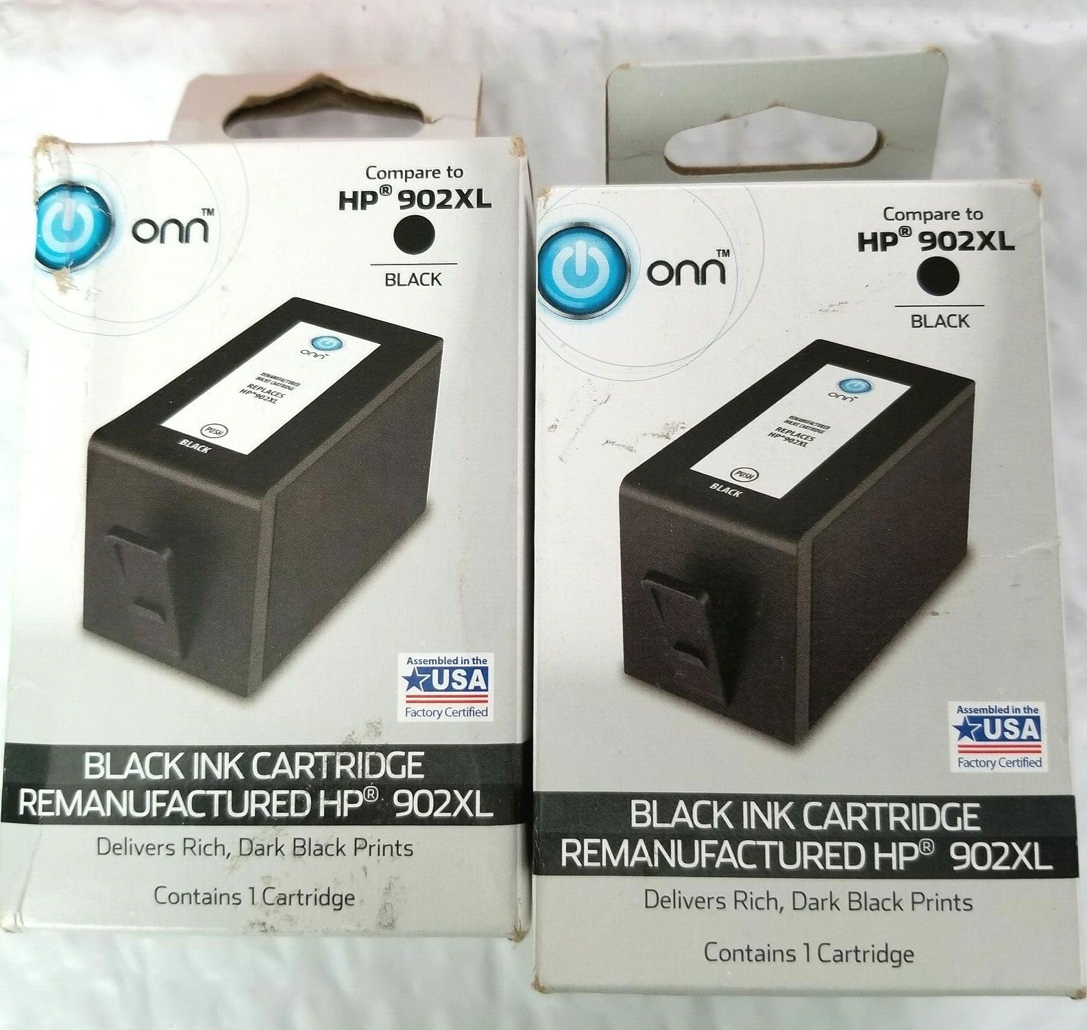 Lot of 2 Onn Black Ink Cartridge Compatible With HP 902XL NEW in Box