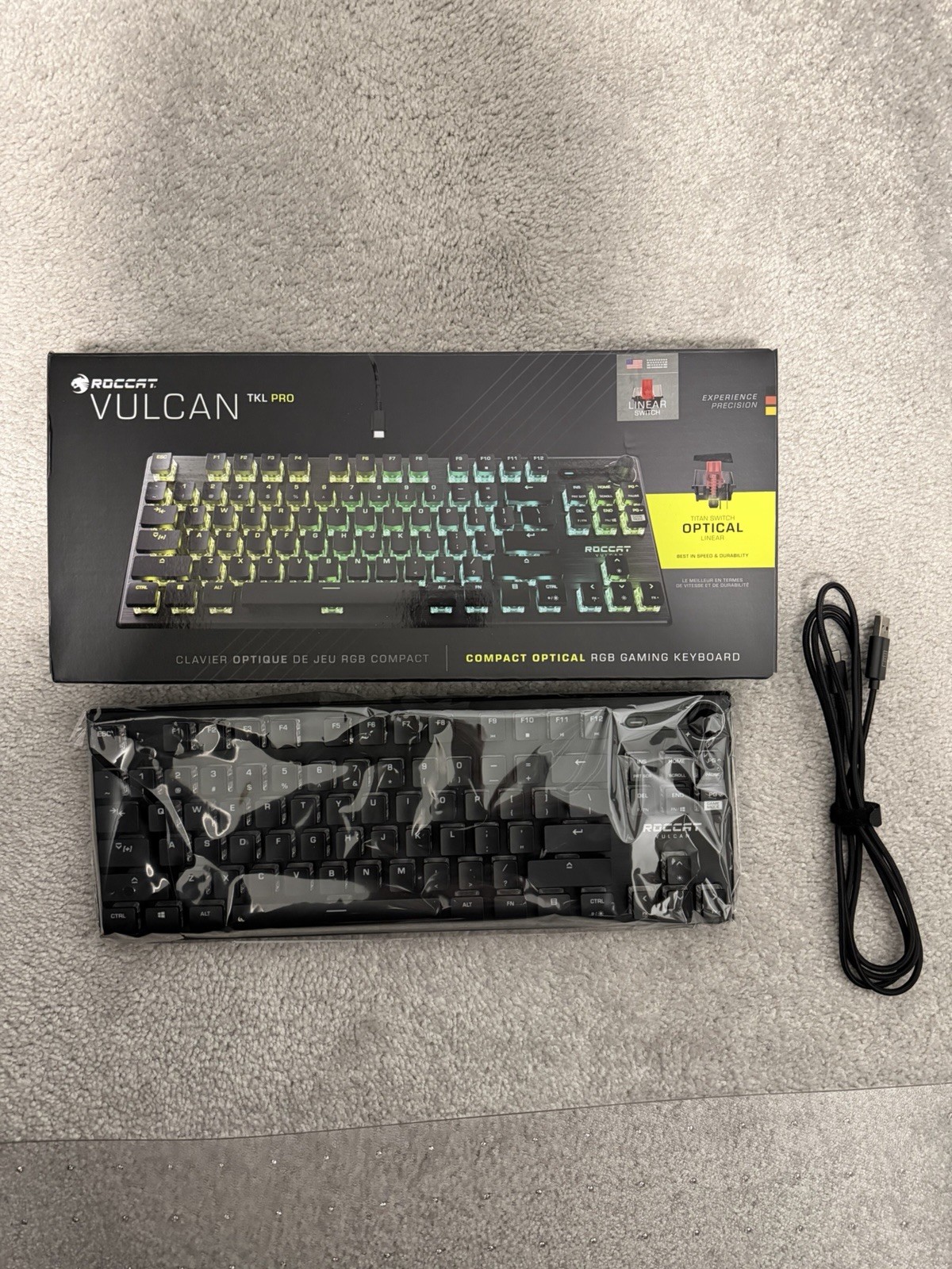 ROCCAT Vulcan TKL Pro PC USB-C Gaming Keyboard, Linear Optical Titan Switch, AIM
