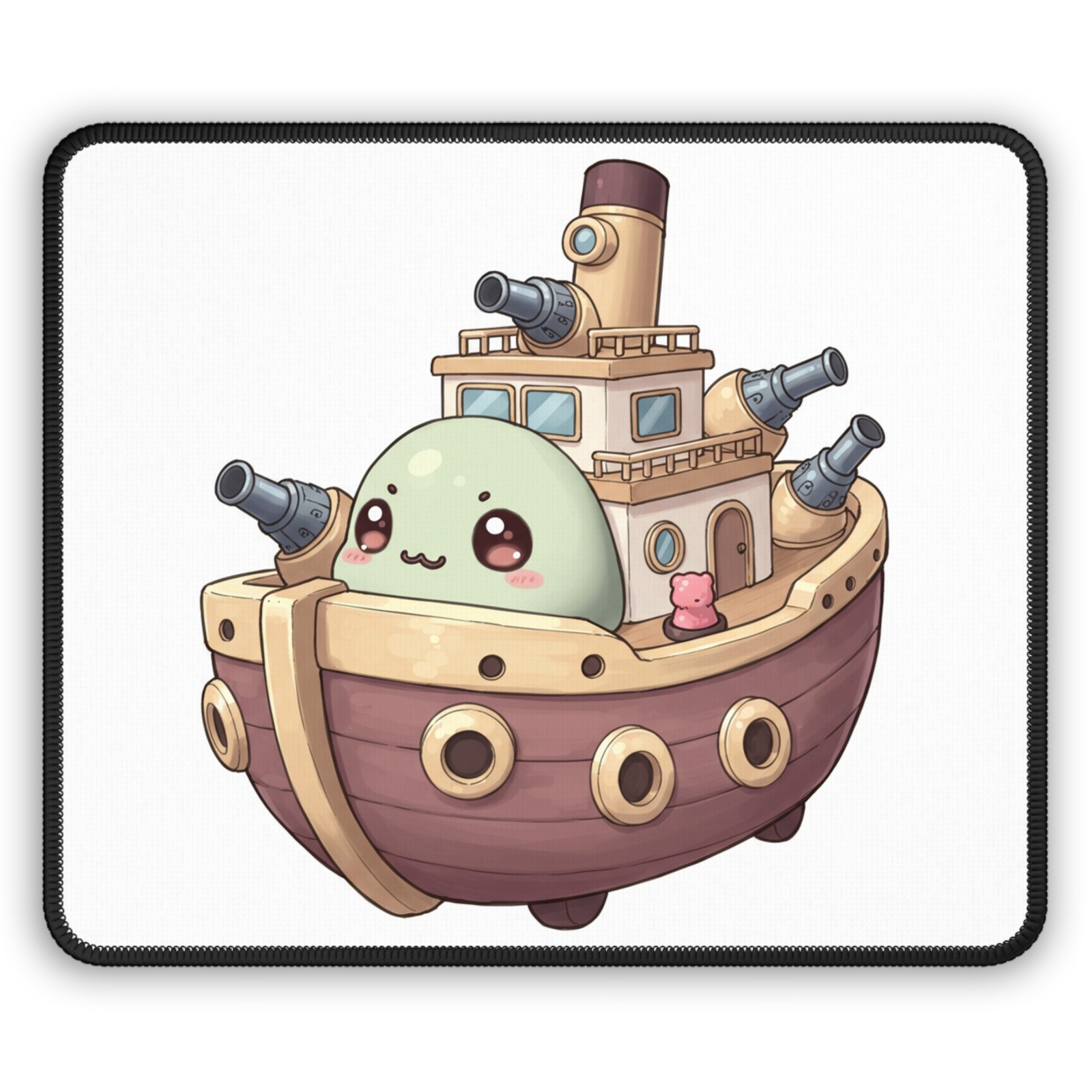 Kawaii Pirate Ship Gaming Mouse Pad | Cute Vessel, Cannon Design