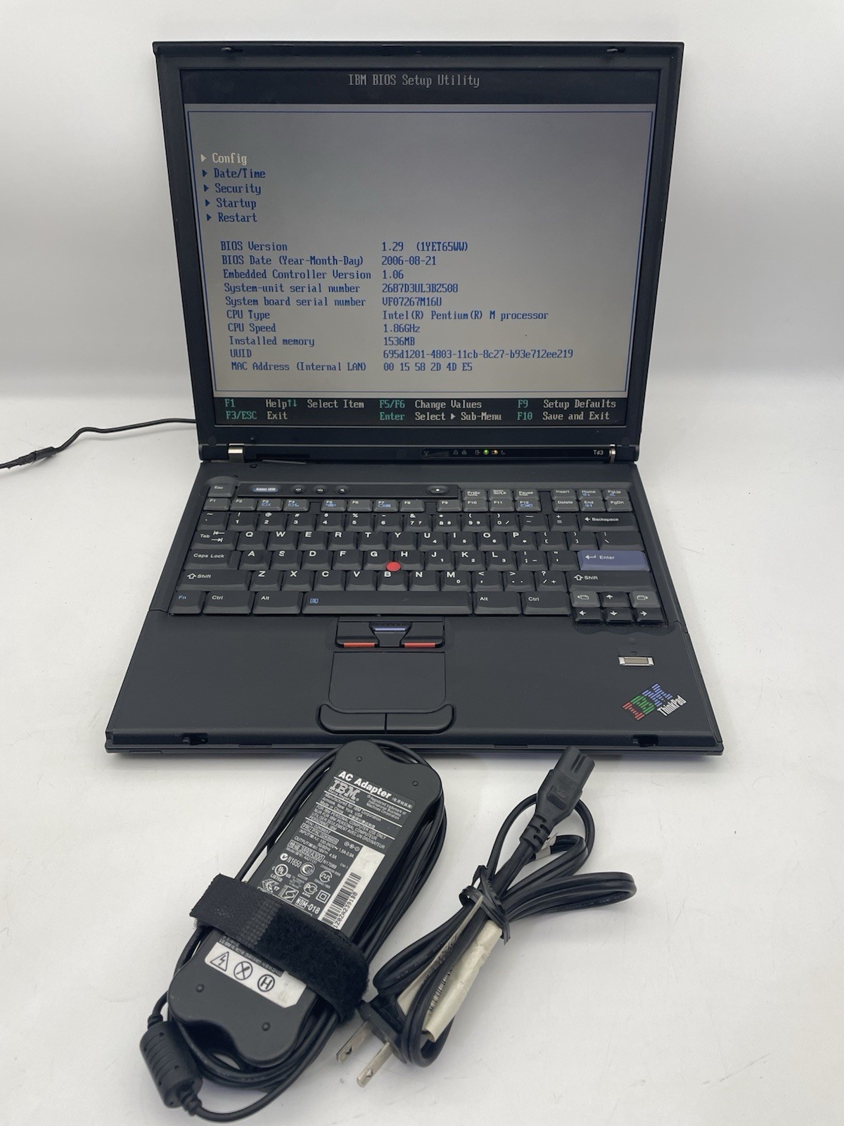 🔥🔥🔥 Lenovo IBM Thinkpad T43 2687-D3U  14'' Laptop Intel Pentium 60GB HDD