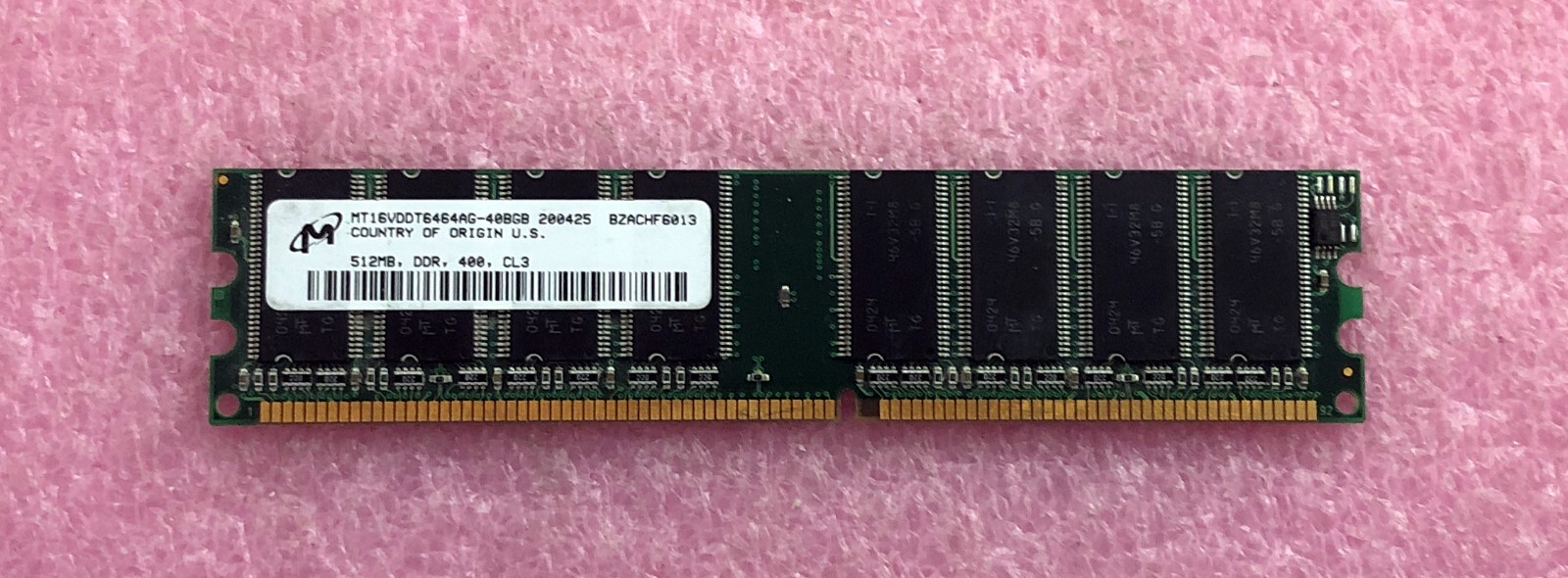 1 X 512MB MICRON PC-3200 DDR-400 NON-ECC MEMORY RAM MT16VDDT6464AG-40BGB