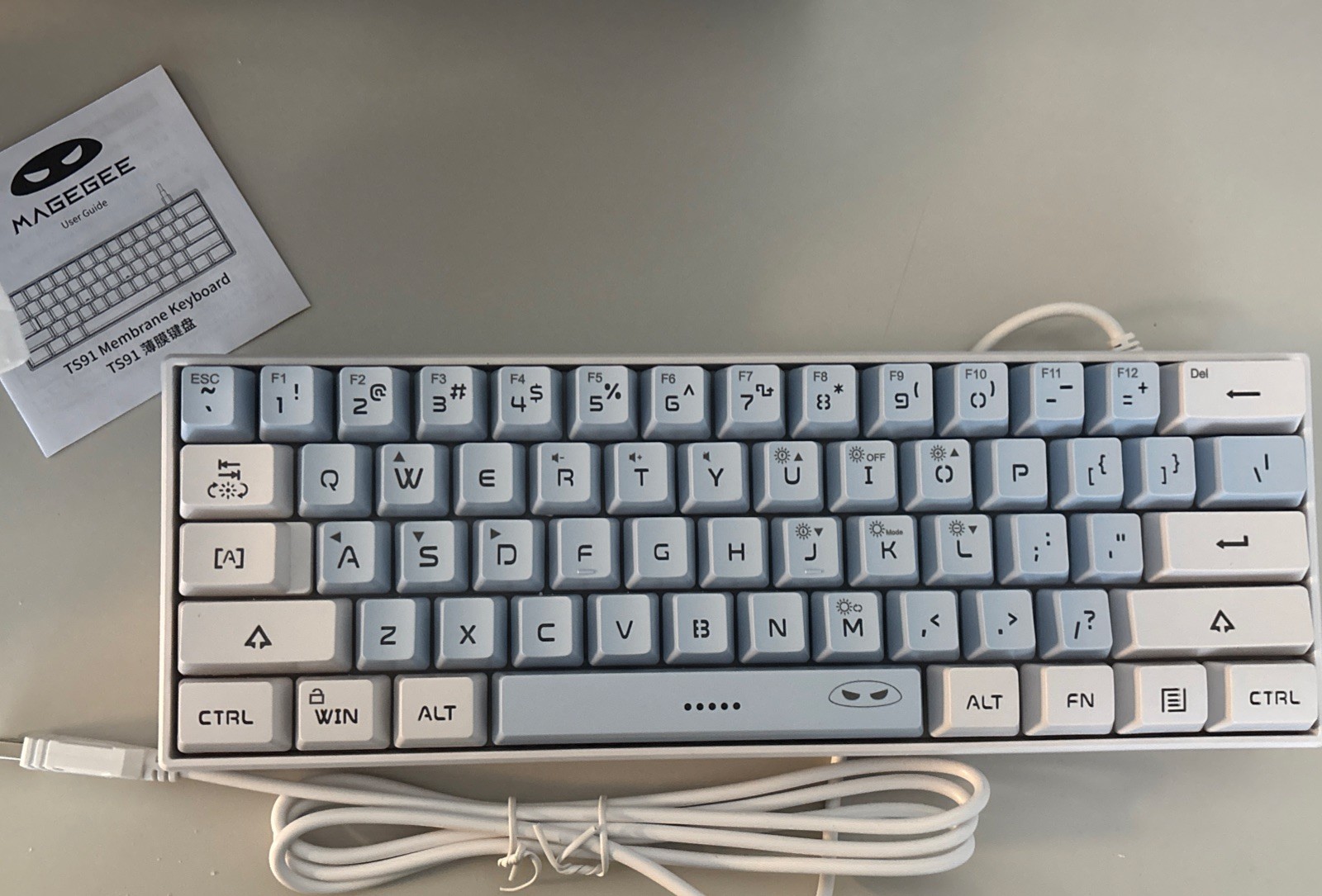 MageGee TS91 Mini Gaming/Office Keyboard USB Wired White