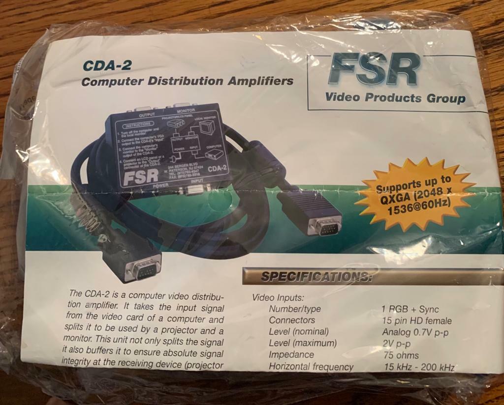 FSR CDA-2 1X2 Computer Video Distribution Amplifer