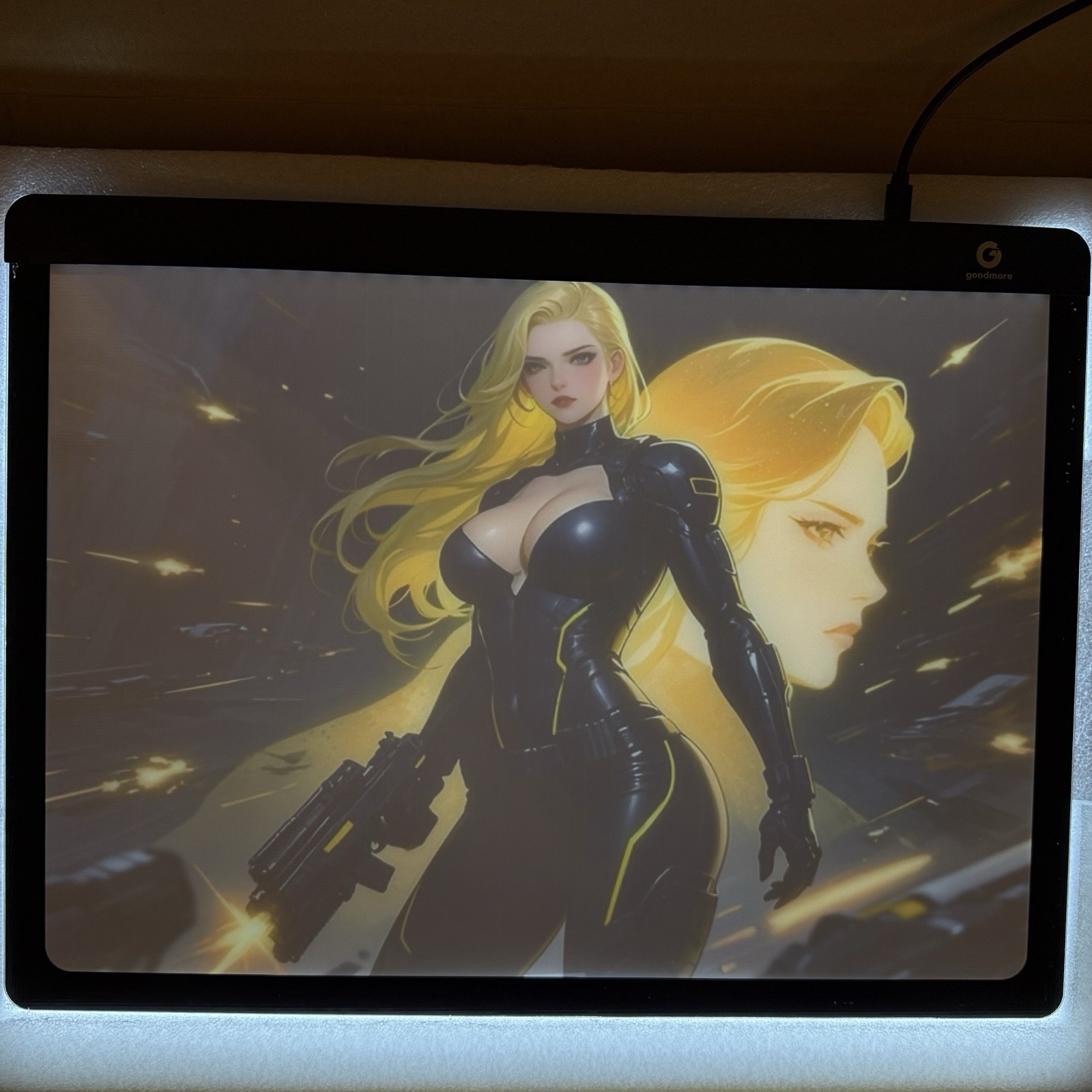 15.7x11.8’’ Premium Glass Gaming Mousepad Illuminated On-Bullet Angel Off -White