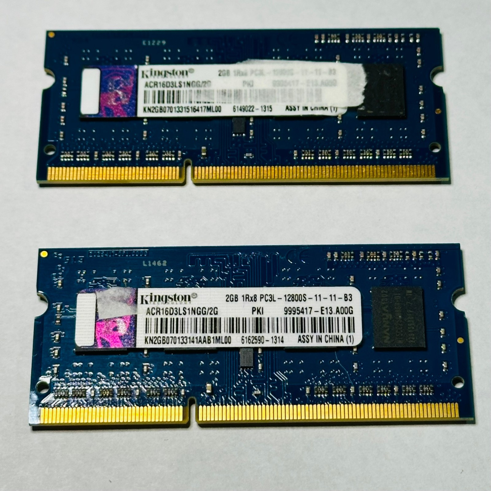 2x 2GB Kingston DDR3L PC3L-12800S Laptop RAM SODIMM 1600MHz Memory