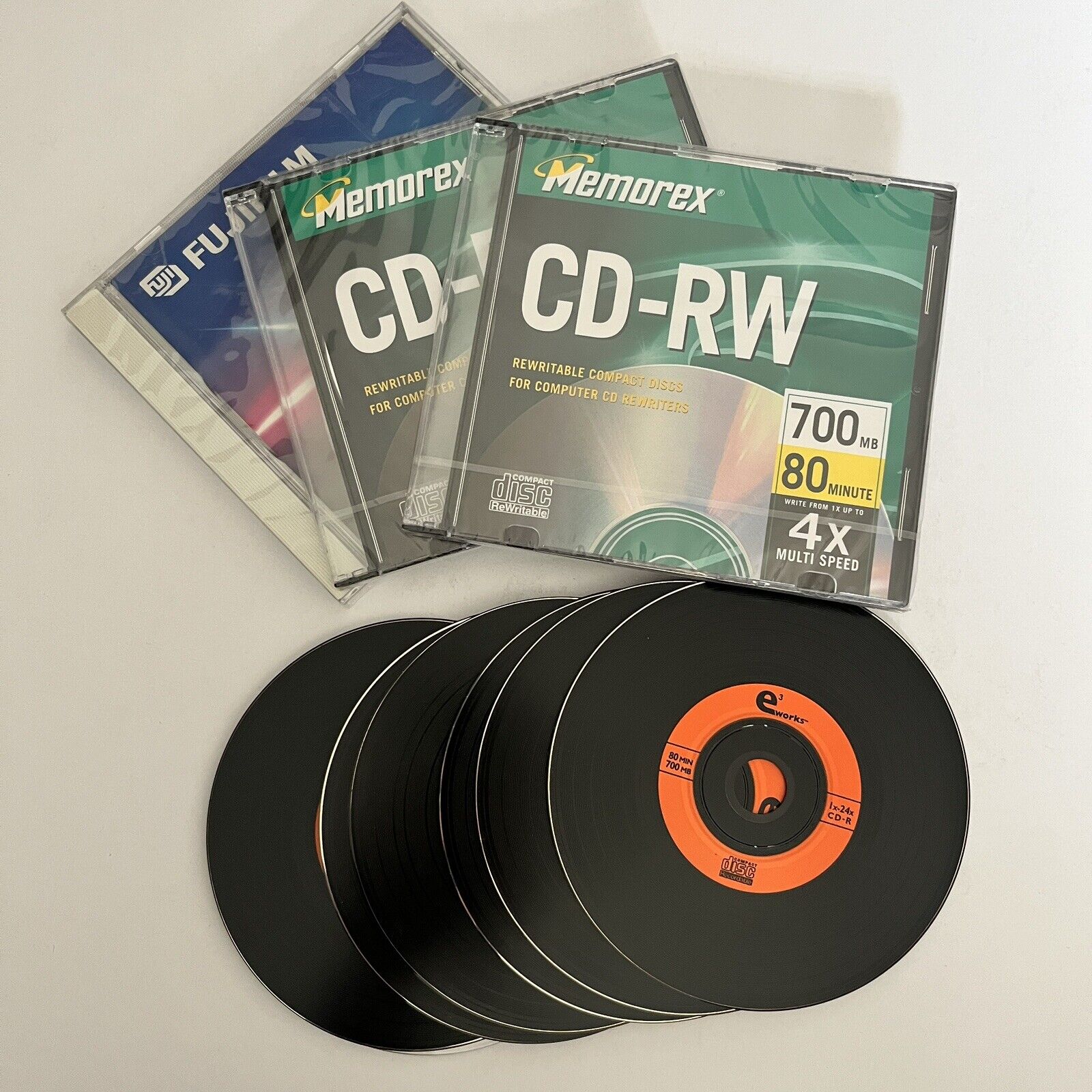 Memorex CD-RW Rewritable New (3 CDs) & eWorks Open Package (6 Black CDs) Bundle
