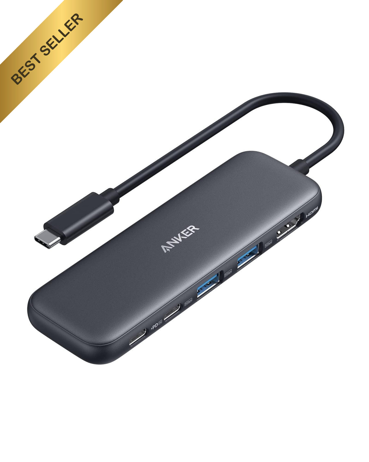 Anker USB C Hub, 5-in-1 USBC to HDMI Splitter with 4K Display, 1 x Black