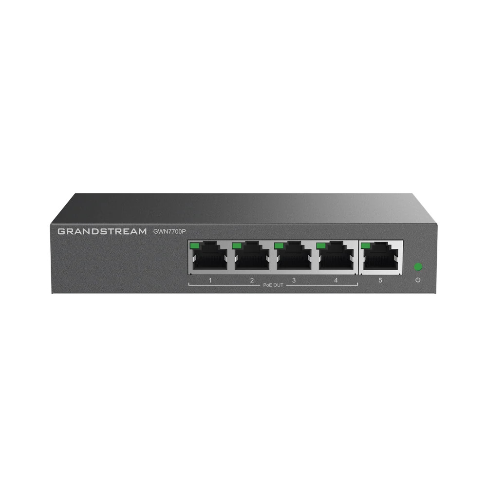 Grandstream GWN7700P Unmanaged PoE+ Gigabit Switch | 5 ports 10 | 100 | 1000
