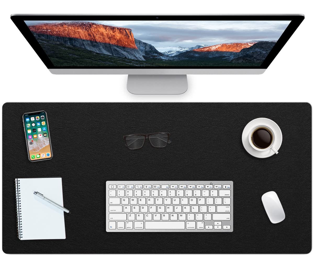 Multifunctional Office Desk Pad Mat NonSlip Waterproof PVC 14x24 Inch Black