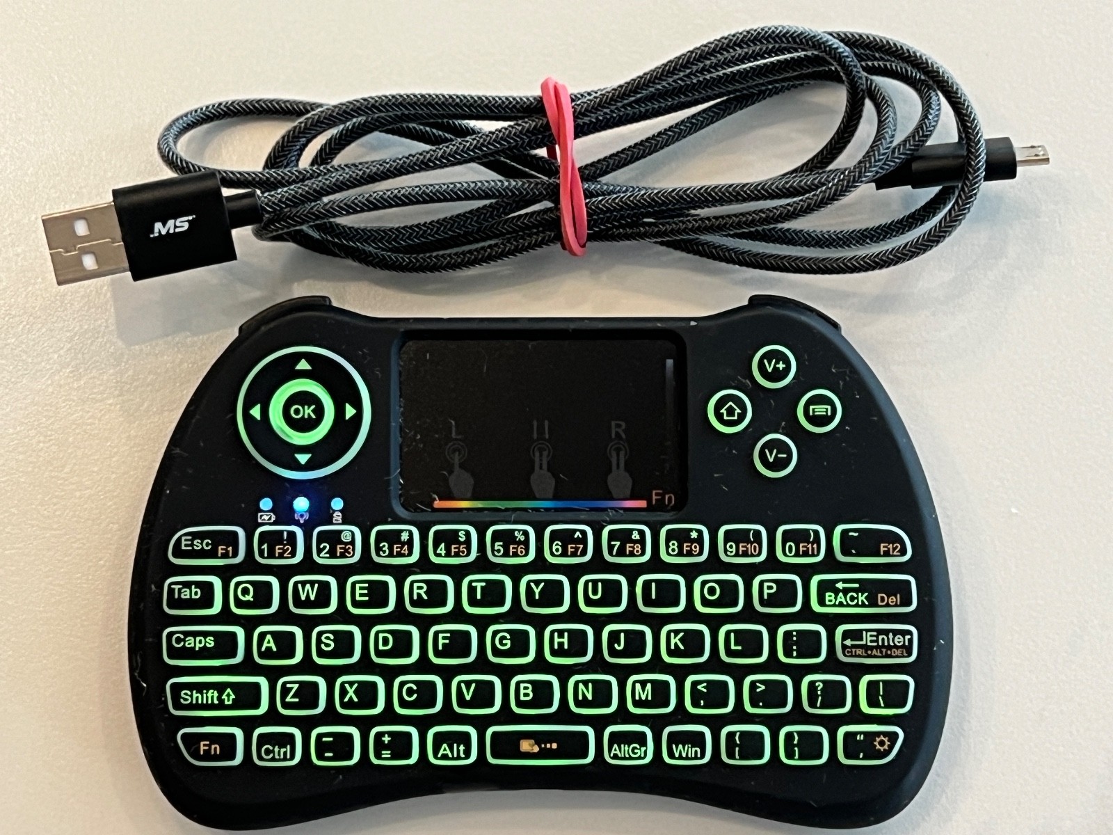 Wireless Touch Pad 2.4G Multi Point RGB Backlight Keyboard - No USB Dongle