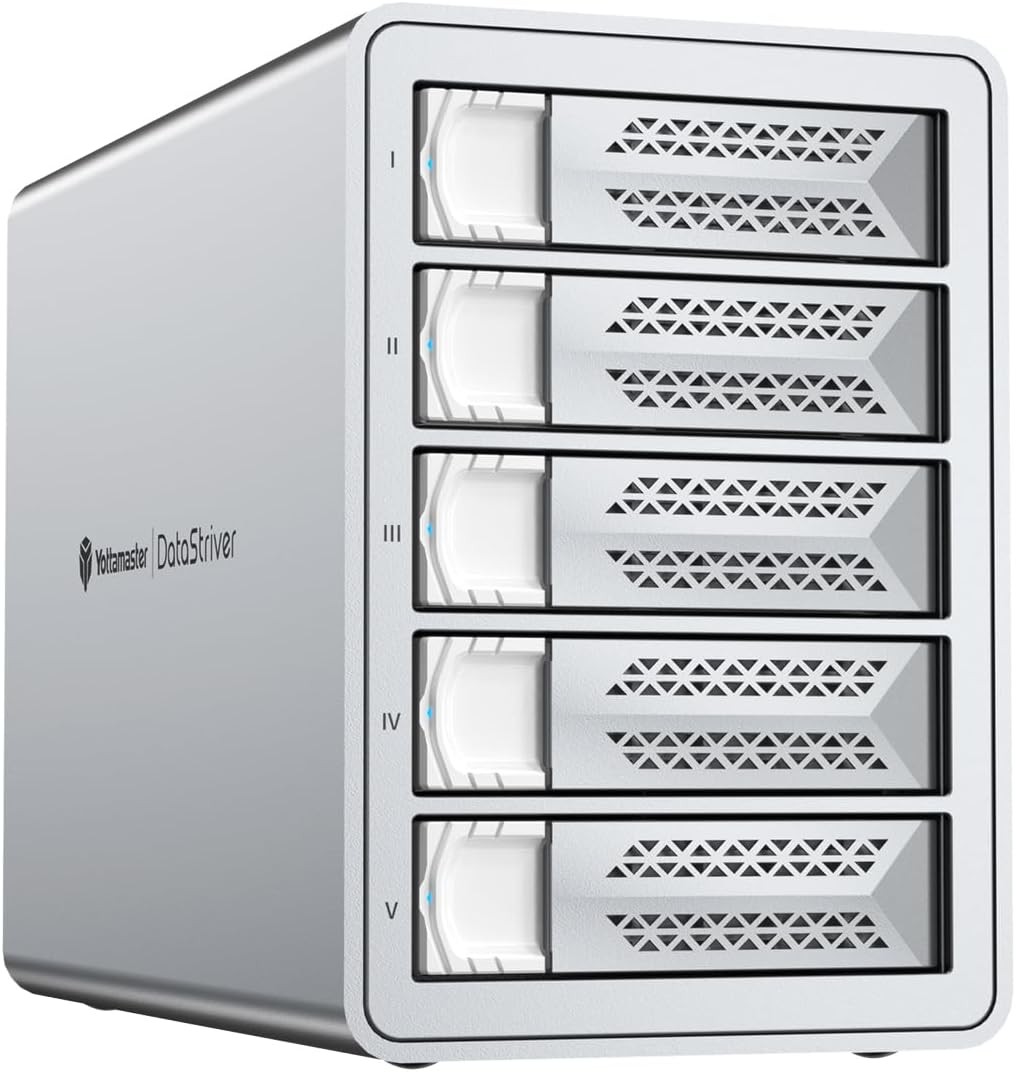 5 Bay Hard Drive Enclosure, 10Gbps Daisy-Chain 5 Bay DAS, Aluminum USB C 5x22TB