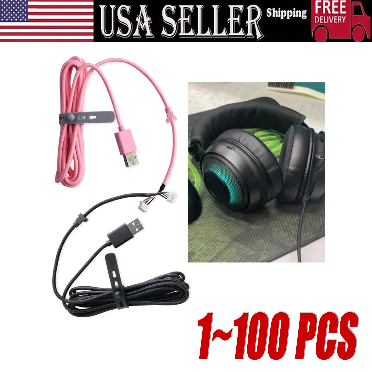 USB Cable for Razer Kraken Edition Ultimate Edition Headphone Headset Cable Lot