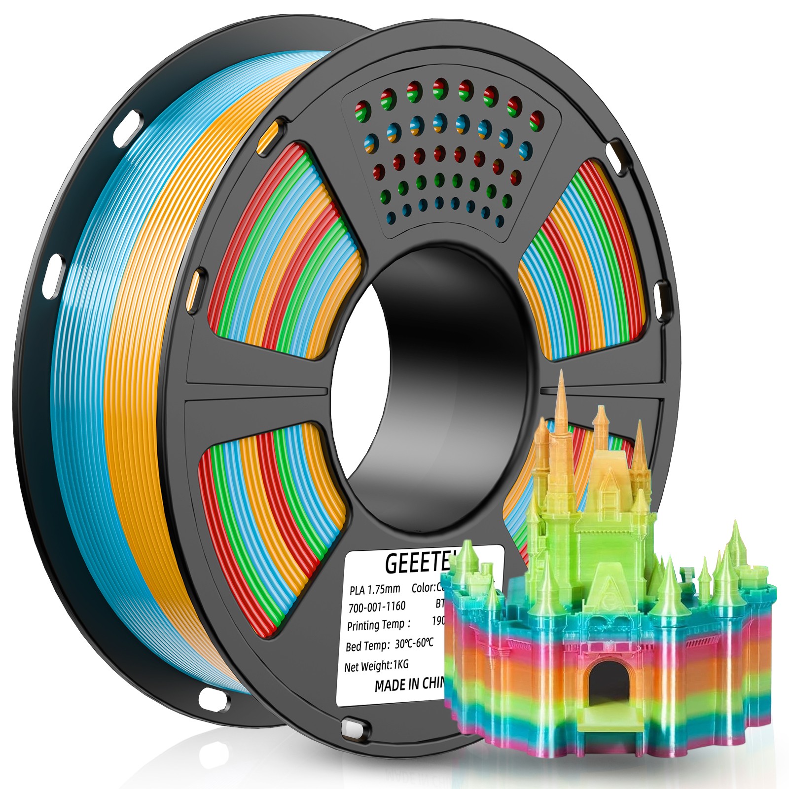 1KG Geeetech PLA 3D Printer Filament 1.75mm Gradient Multicolor PLA Consumable