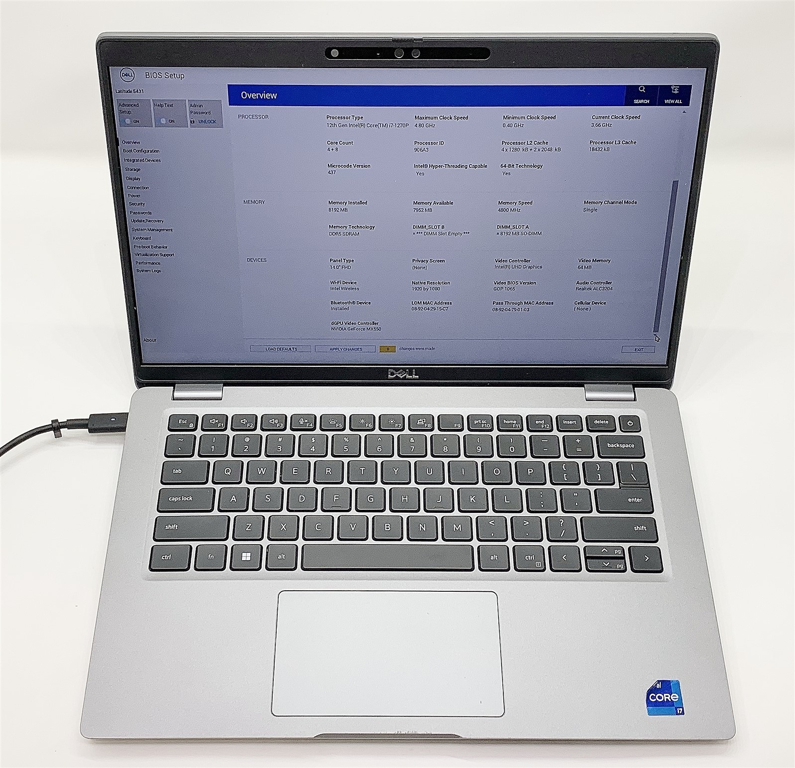 Dell Latitude 5431 Laptop i7 1270p 2.20GHZ 14" FHD NO RAM/HDD BIOS LOCKED Parts