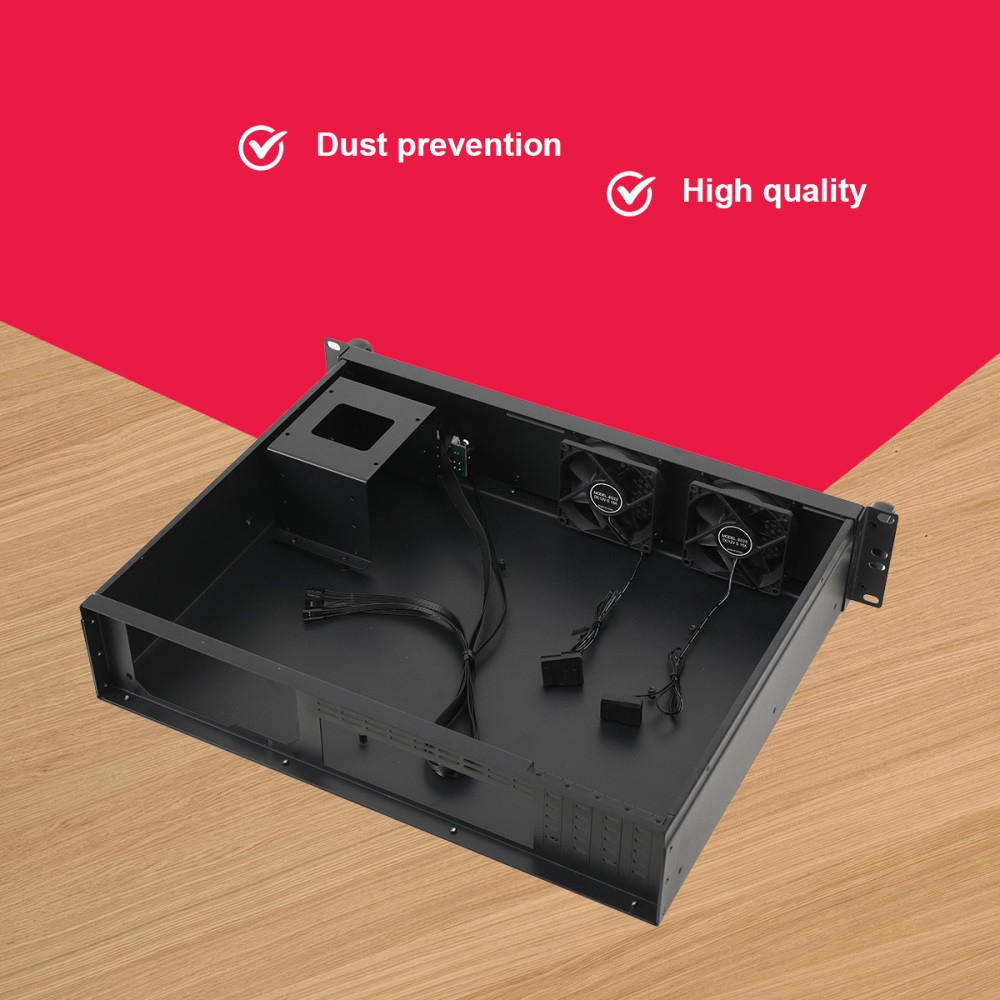 Server Case 2U Server Chassis with 3X3.5 HDDRack Mount PC Case for Network