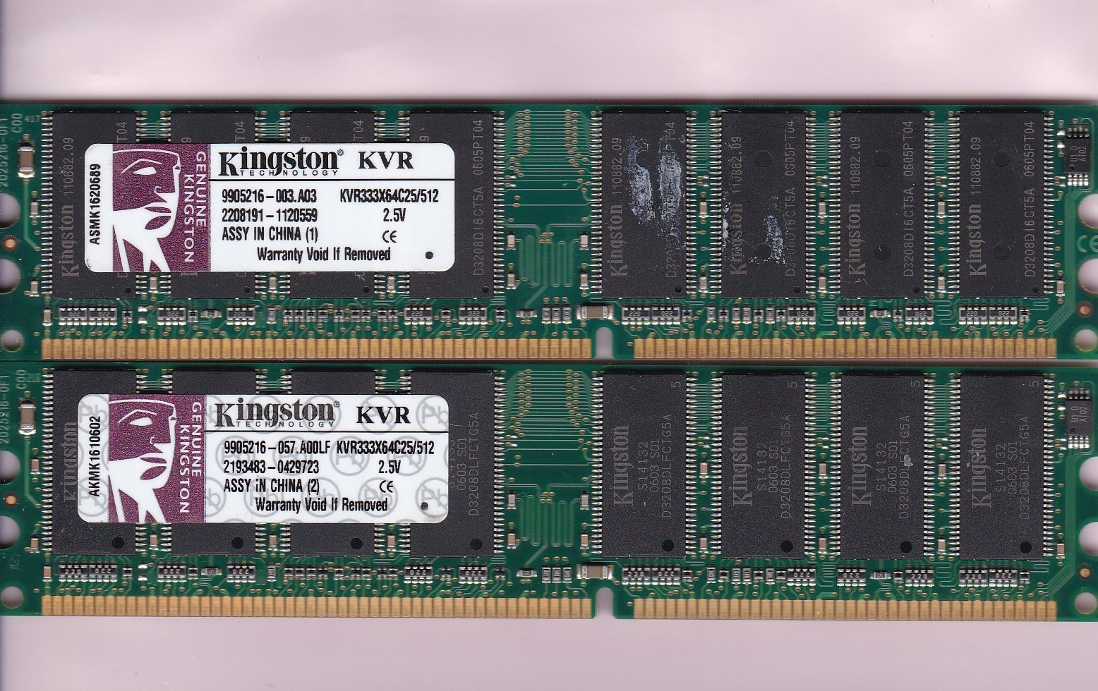 1GB 2x512MB PC-2700 KINGSTON KVR333X64C25/512 DDR-333 RAM MEMORY KIT DDR1 DIMM