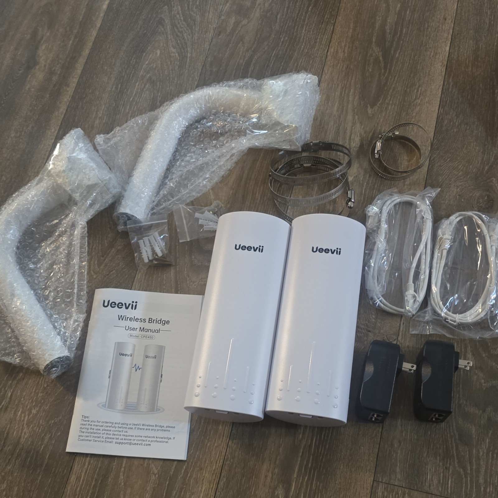UeeVii CPE450 Wireless Bridge Pair 5GHz Outdoor 3KM IP65 with Mounts