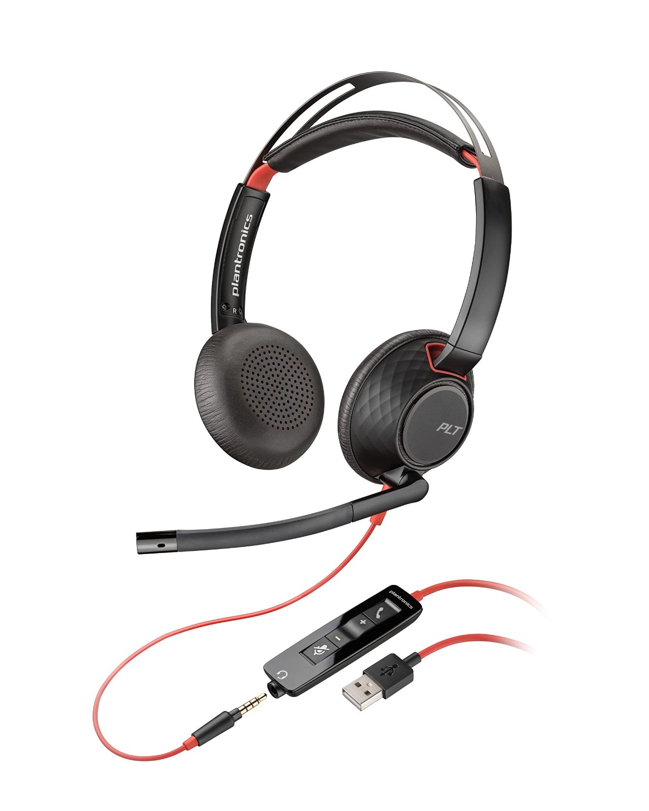 Poly Blackwire 5220 USB-A Wired Dual Ear Headset w/ Boom Mic for PC & Mobile