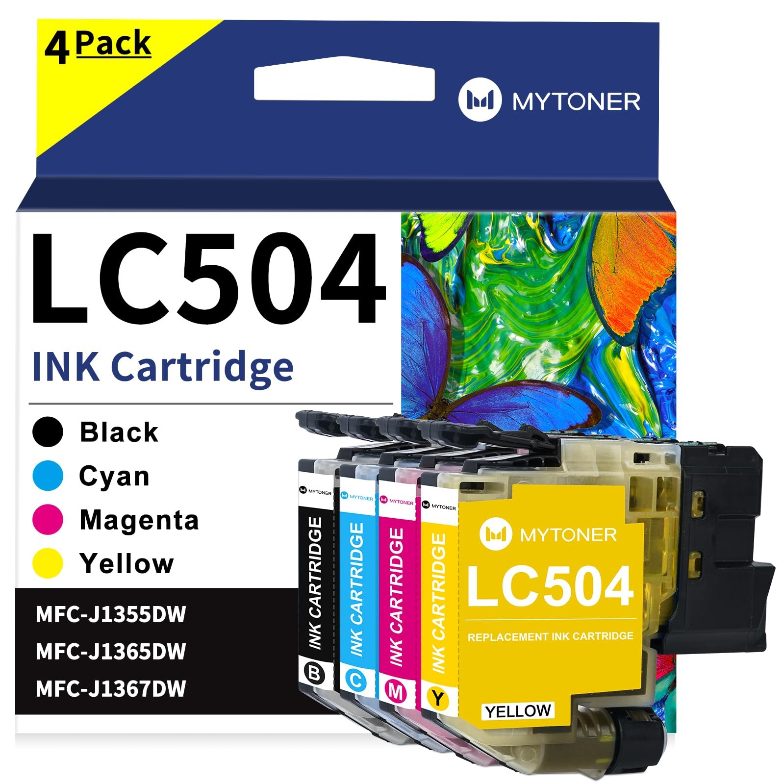 MYTONER LC504 Ink Cartridge 4PK for Brother MFC Printer